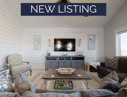 Jewel of the Gulf Living Room With New Listing Banner