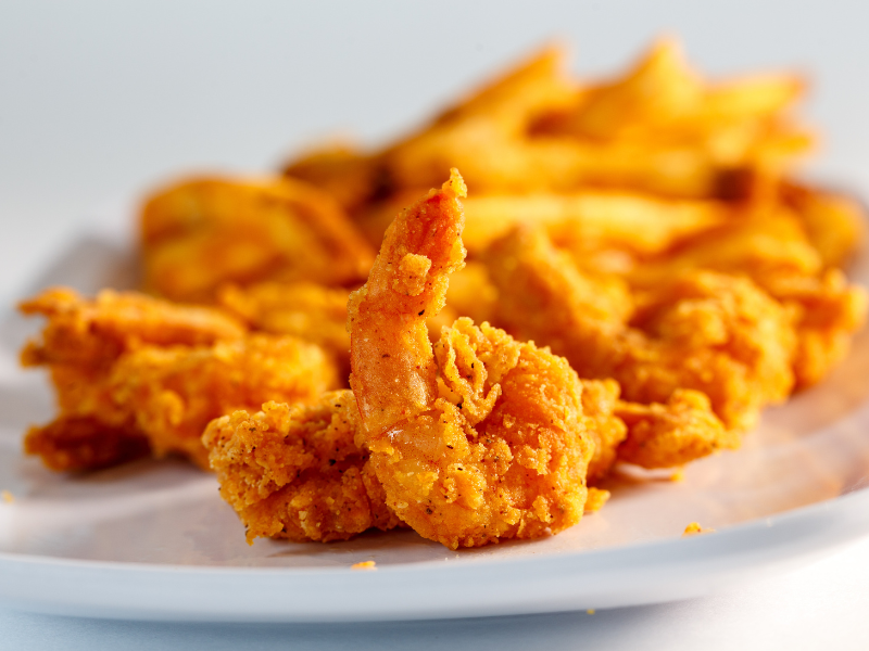 fried shrimp and French fries