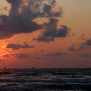 orange sun over ocean