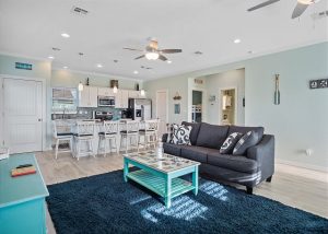 vacation rental living room and kitchen