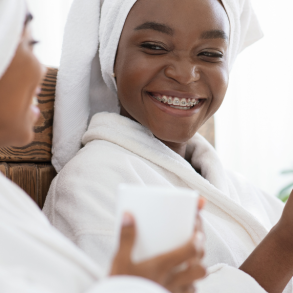 two women at spa day