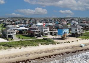 aerial view of beach houses