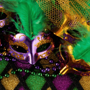 mardi gras masks and beads