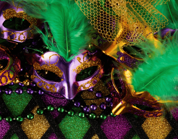 mardi gras masks and beads