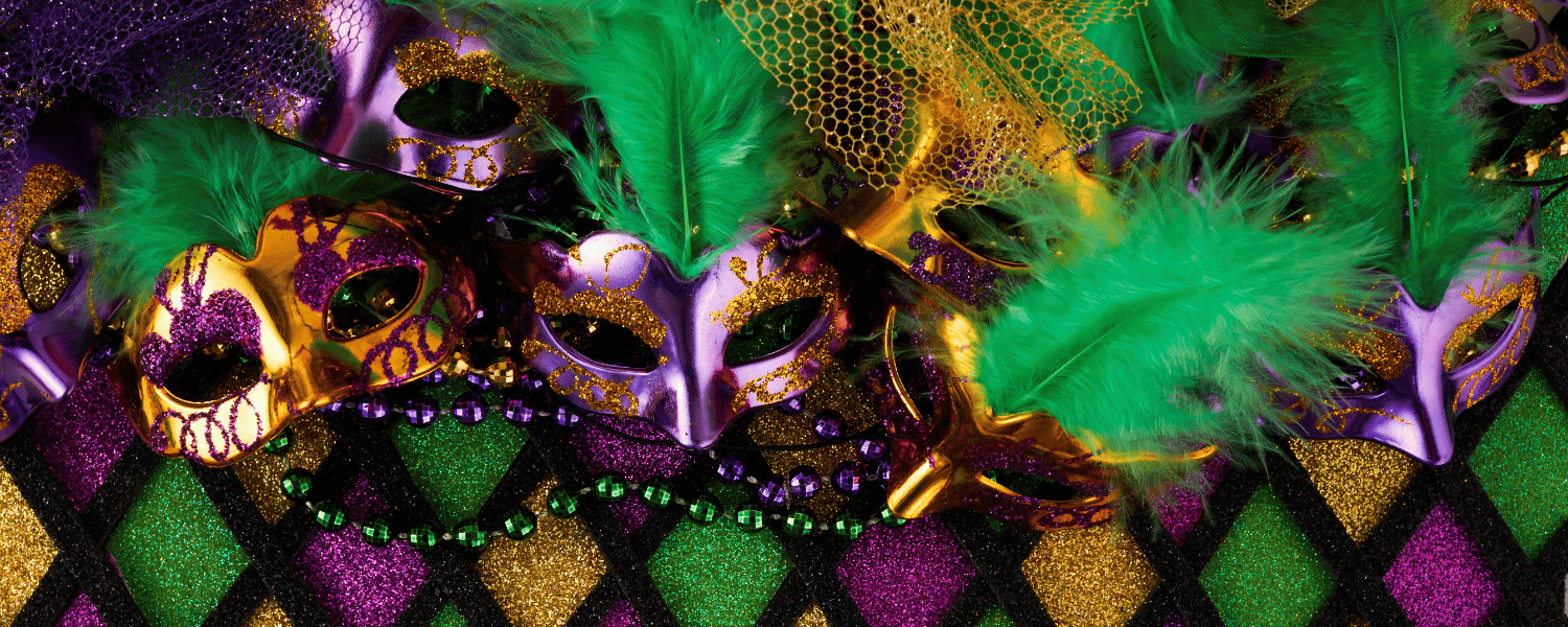 mardi gras masks and beads