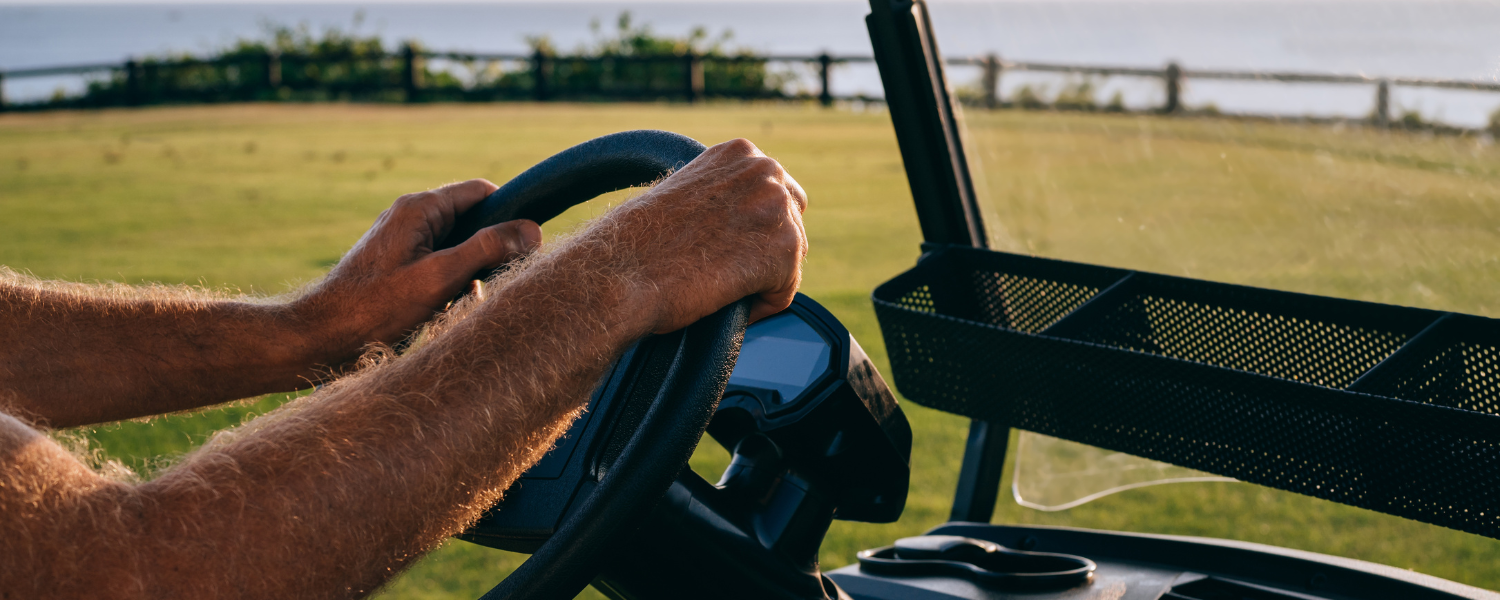 person in golf cart