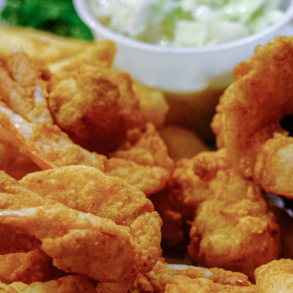 fried shrimp and French fries